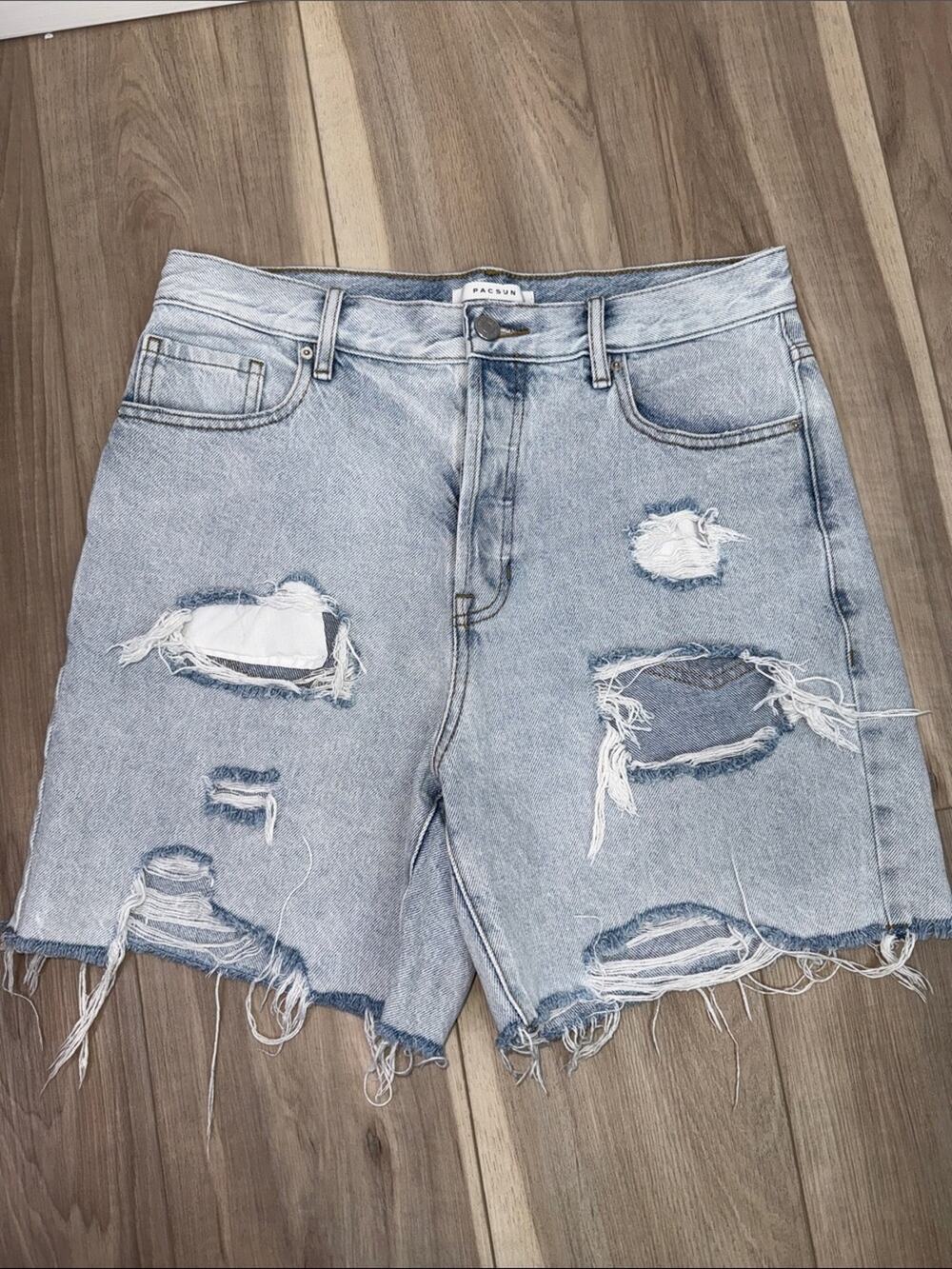 Pacsun distressed ripped high waisted boy denim shorts size 29